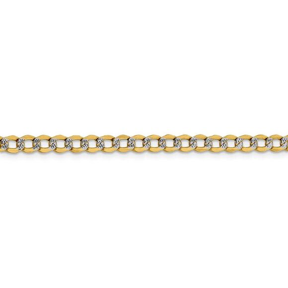 4.25mm 14k Yellow Gold & Rhodium Hollow Pave Curb Chain Bracelet, 7 In - Picture 2 of 5